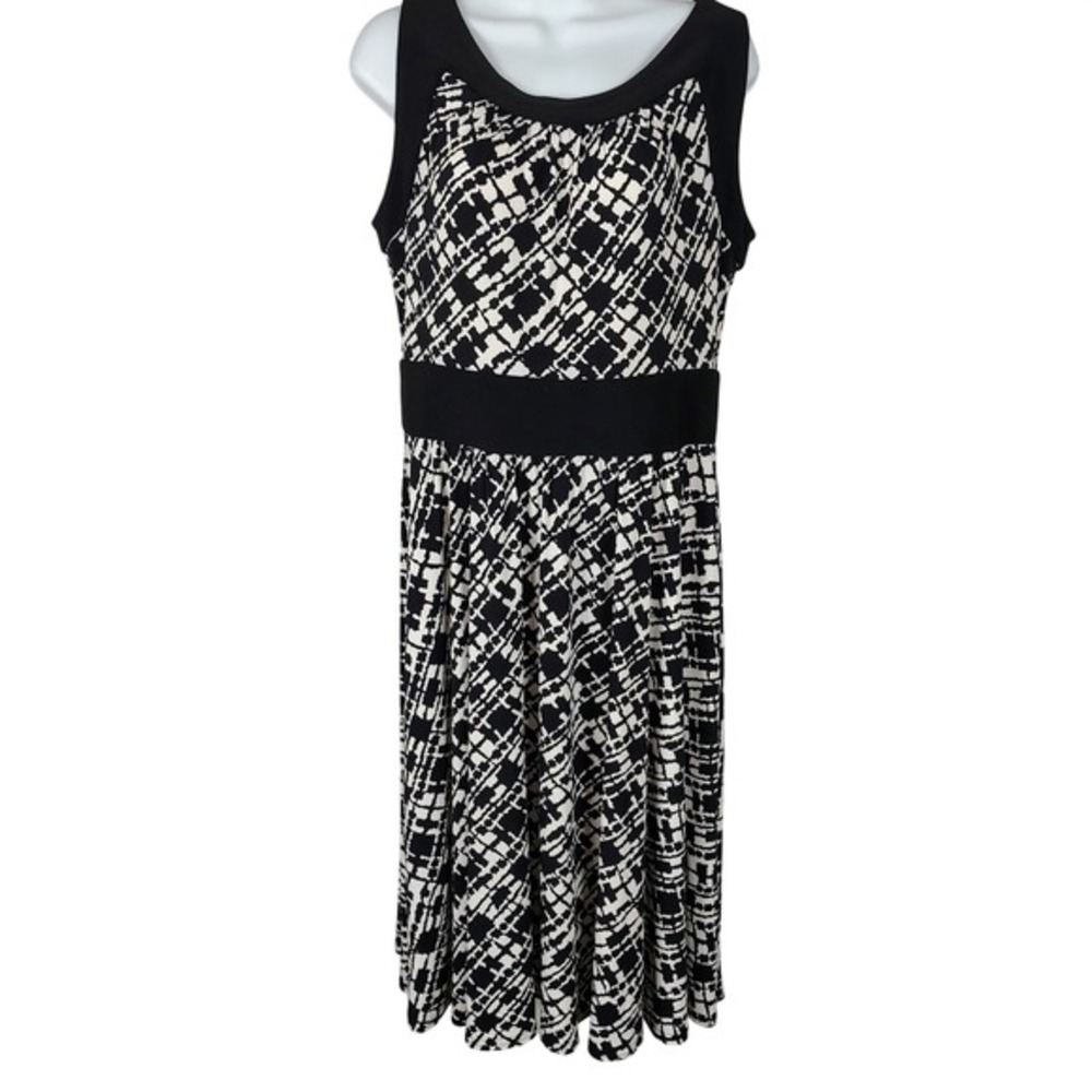 R&M Richards Womens Black White Geometric Print Sleeveless Dress Size‎ 10 USA